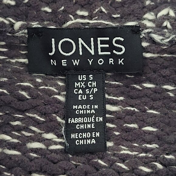 Jones New York Gray & White Long Sleeve Cable Knit Sweater Women's Size S - Picture 5 of 8